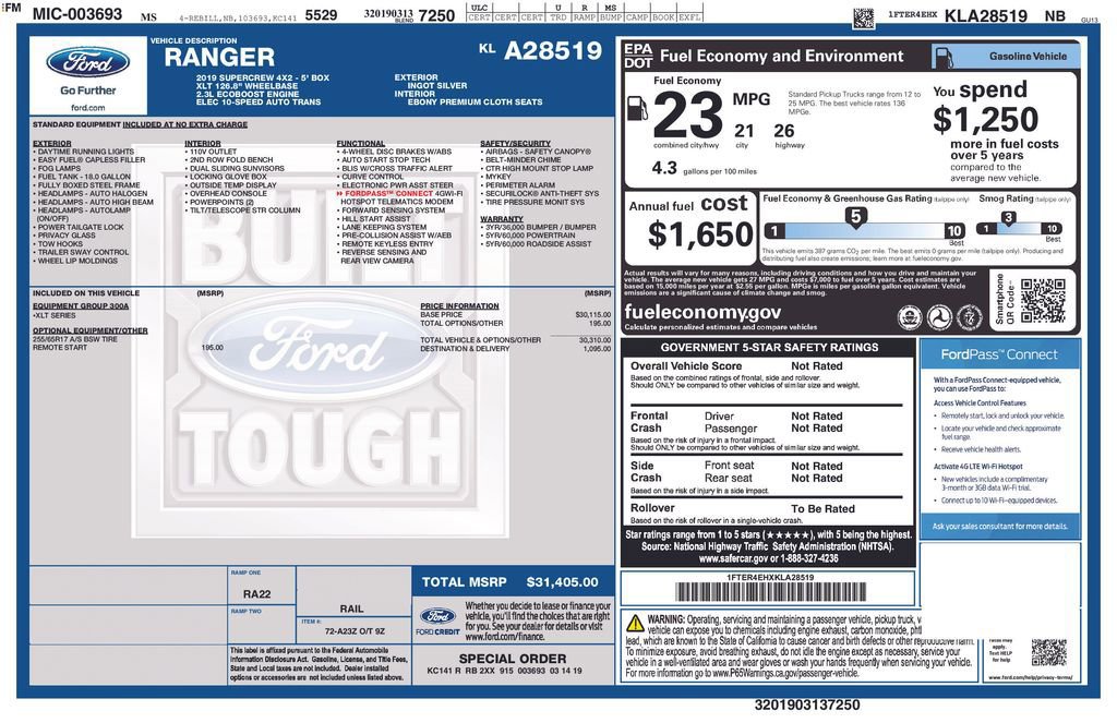 Certified 2019 Ford Ranger XLT image 50