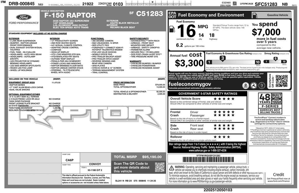 Certified 2025 Ford F150 Raptor AWD/4WD image 3