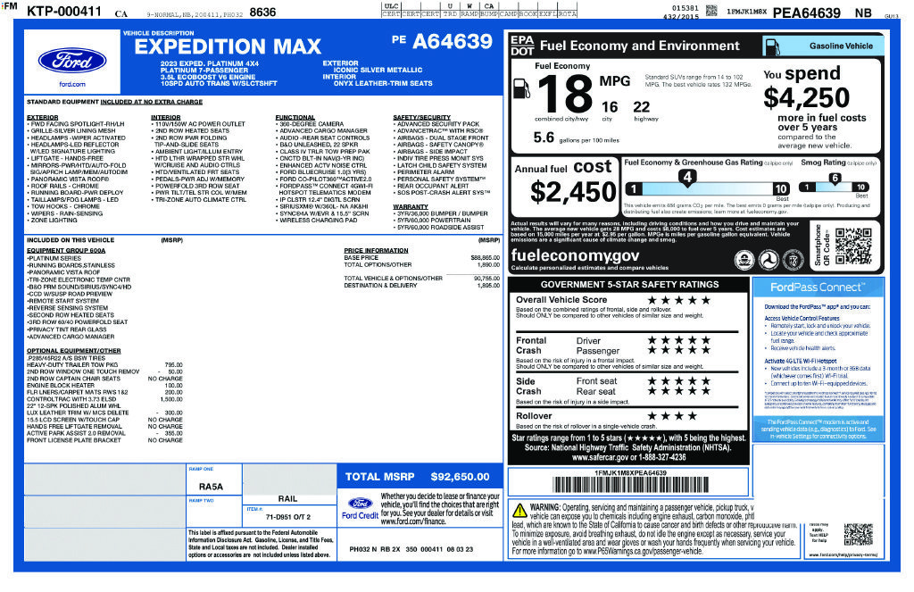 Certified 2023 Ford Expedition Max Platinum AWD/4WD image 2