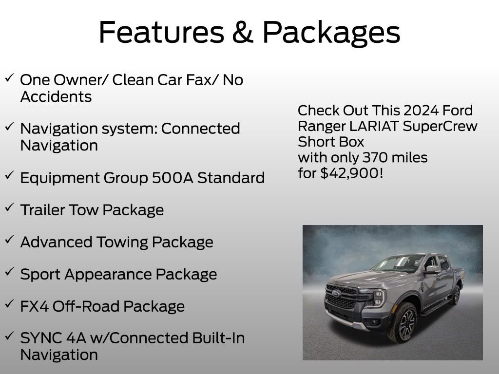Certified 2024 Ford Ranger Lariat w/ FX4 Off-Road Package AWD/4WD image 4