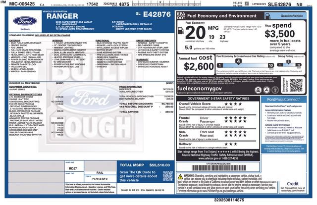 Certified 2025 Ford Ranger Lariat w/ FX4 Off-Road Package AWD/4WD image 36