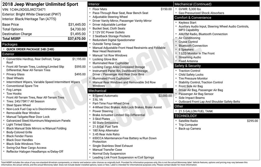 Used 2018 Jeep Wrangler Unlimited Sport image 5