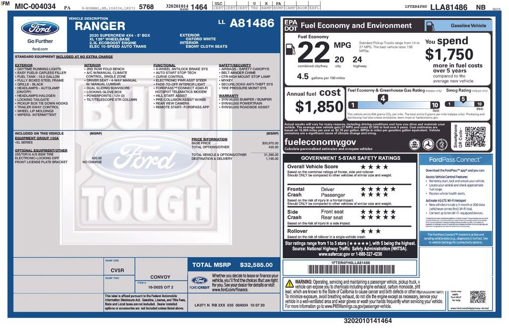 Certified 2020 Ford Ranger XL image 2