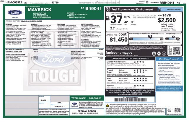 Certified 2024 Ford Maverick Lariat FWD image 29