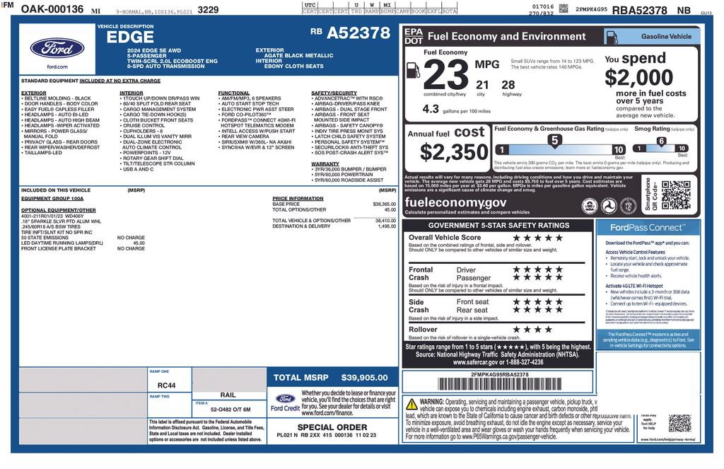 Certified 2024 Ford Edge SE AWD/4WD image 39