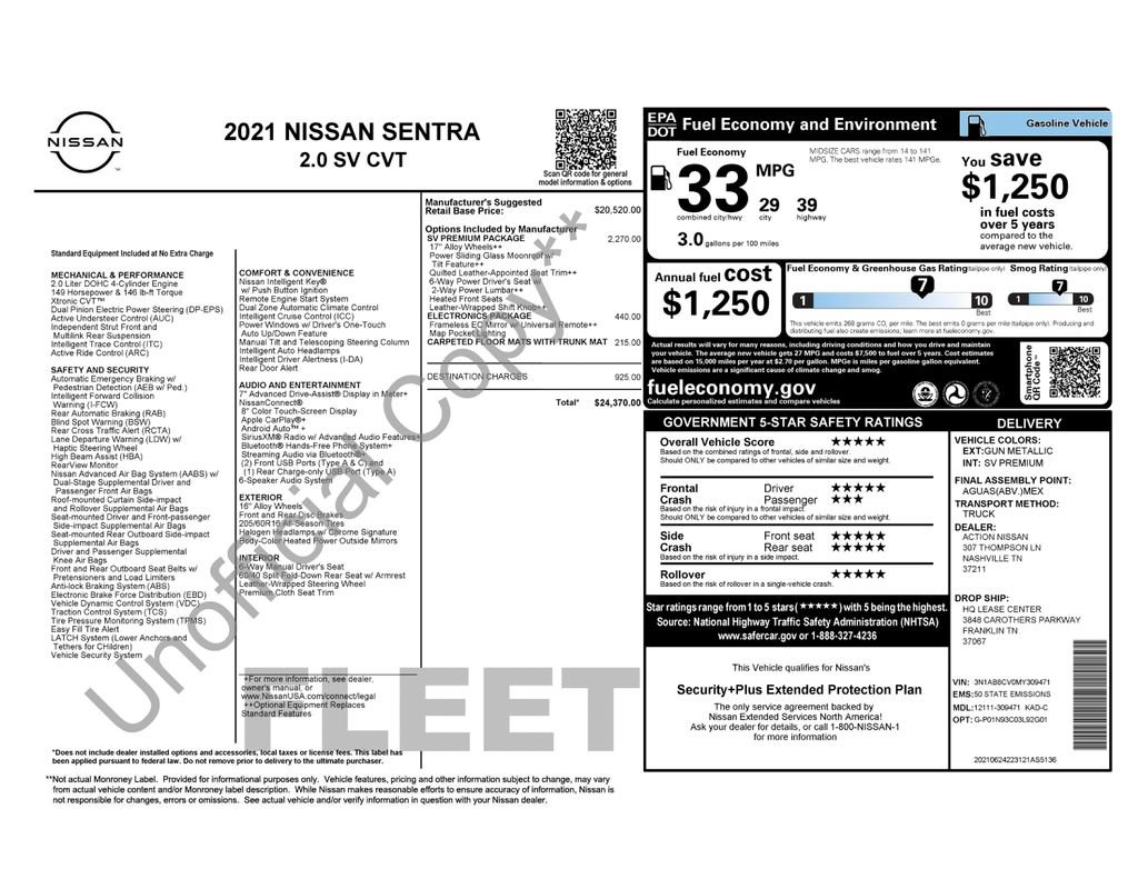 Used 2021 Nissan Sentra SV w/ SV Premium Package FWD image 34