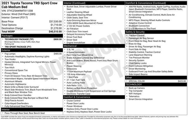 Used 2021 Toyota Tacoma TRD Sport w/ Technology Package image 6