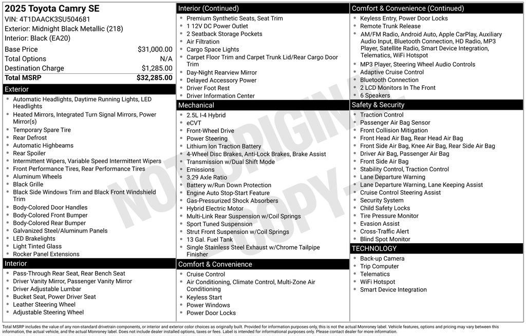 Used 2025 Toyota Camry SE FWD image 36