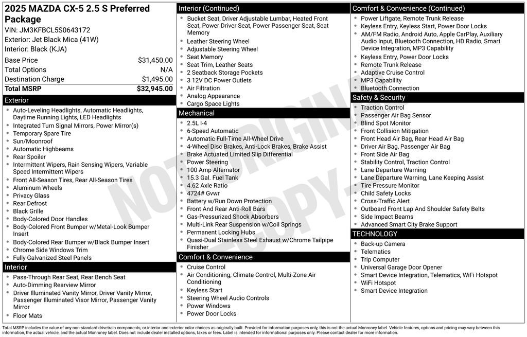Used 2025 MAZDA CX-5 AWD 2.5 S w/ Preferred Package image 14