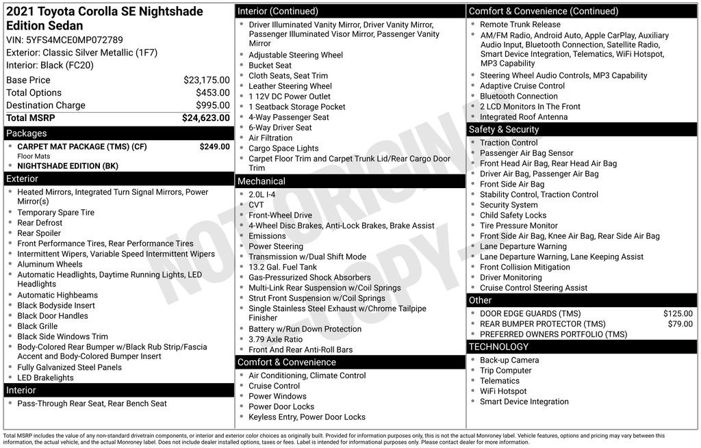Used 2021 Toyota Corolla SE w/ Carpet Mat Package (TMS) FWD image 31