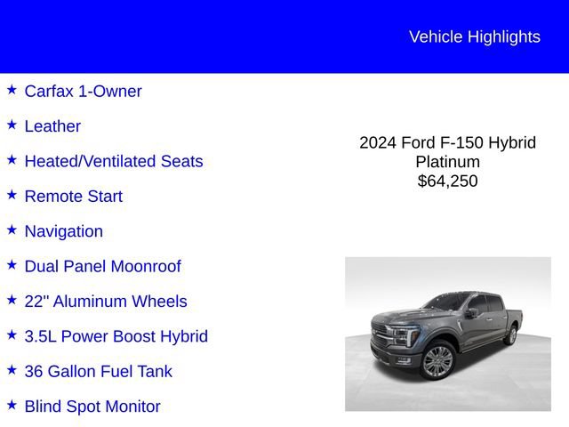 Certified 2024 Ford F150 Platinum w/ Equipment Group 703A Plus AWD/4WD image 2