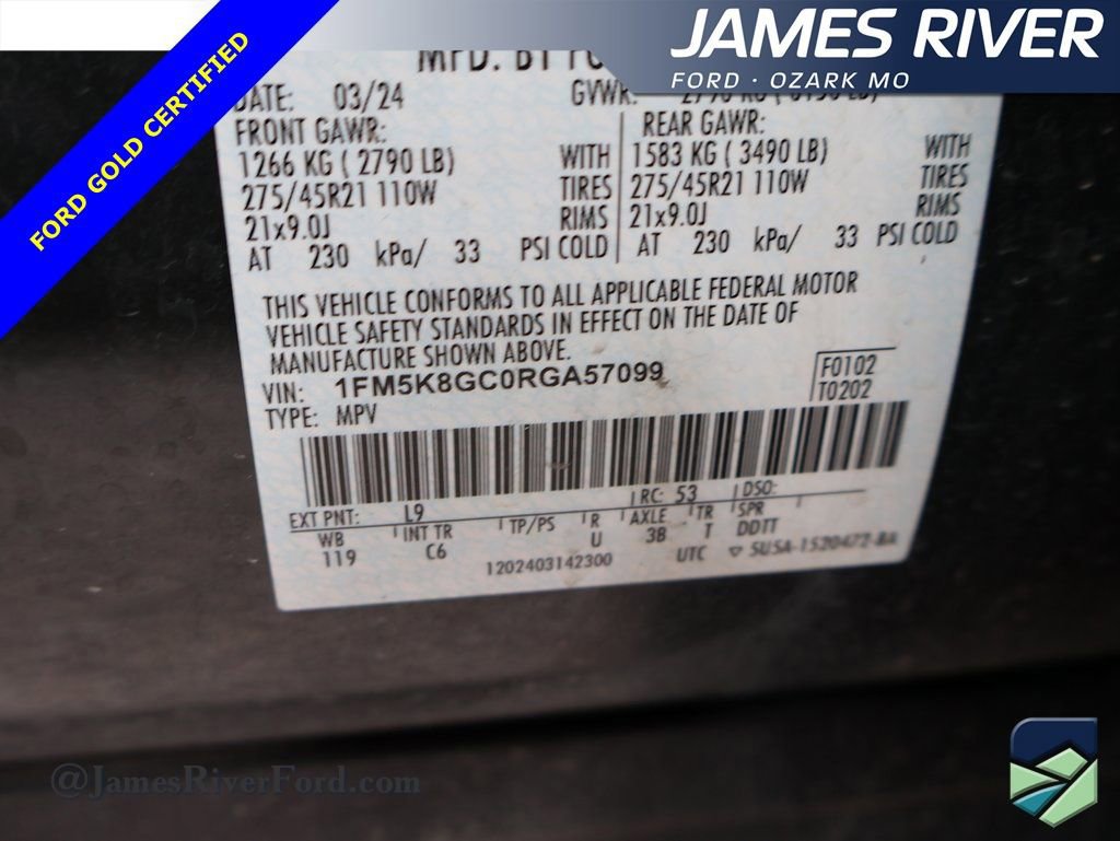 Certified 2024 Ford Explorer ST w/ Equipment Group 401A image 42