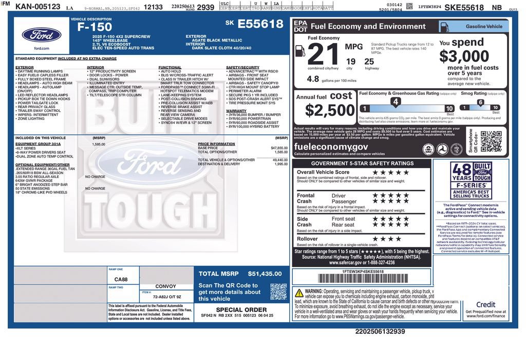 Certified 2025 Ford F150 XLT w/ Equipment Group 301A Standard RWD image 6