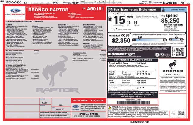 Certified 2022 Ford Bronco Raptor image 37