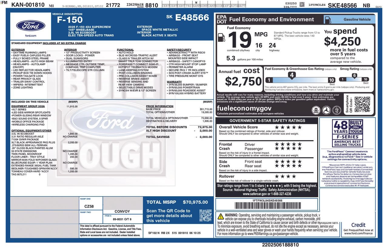 Certified 2025 Ford F150 XLT w/ Equipment Group 303A High AWD/4WD image 35