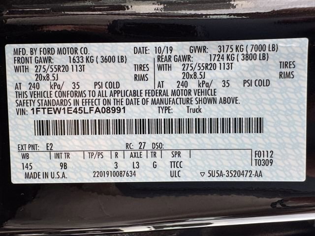 Certified 2020 Ford F150 Platinum w/ Equipment Group 701A Luxury AWD/4WD image 29
