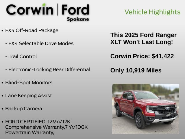 Certified 2025 Ford Ranger XLT w/ Equipment Group 301A High AWD/4WD image 19