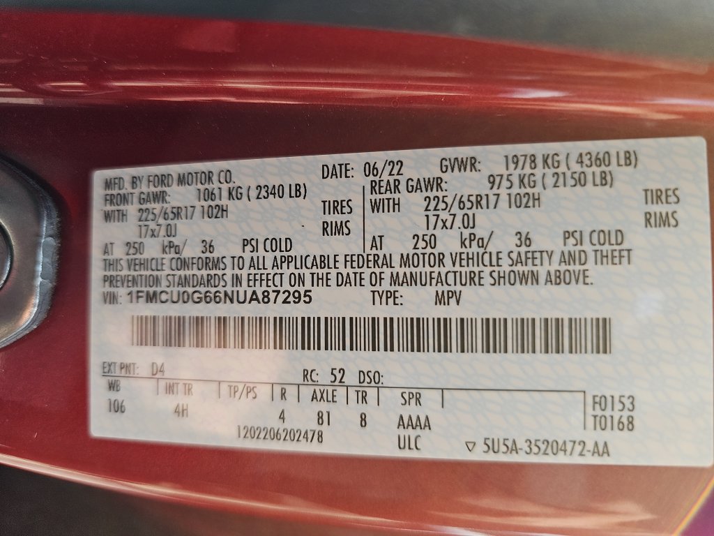 Certified 2022 Ford Escape SE w/ Convenience Package FWD image 34
