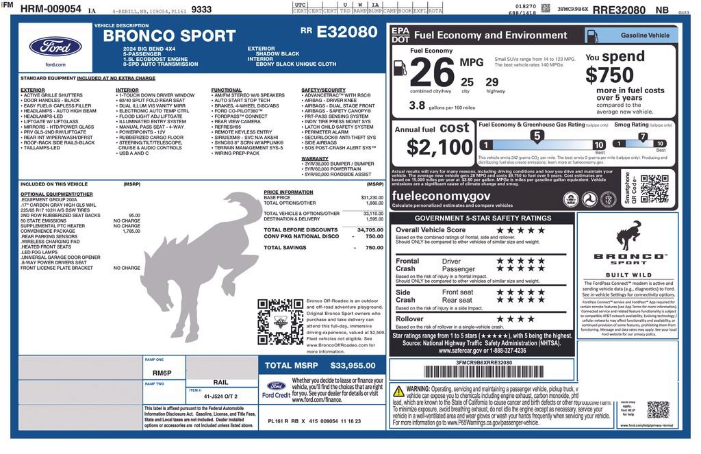 Certified 2024 Ford Bronco Sport Big Bend w/ Convenience Package AWD/4WD image 13