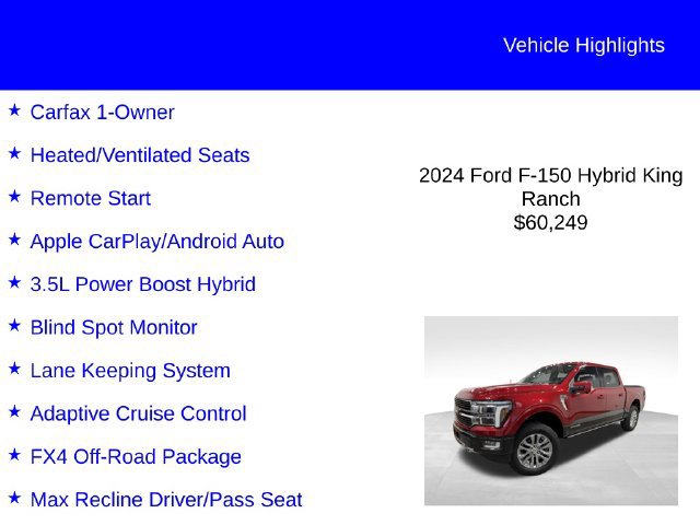 Certified 2024 Ford F150 King Ranch w/ FX4 Off-Road Package AWD/4WD image 3