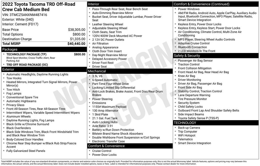 Used 2022 Toyota Tacoma TRD Off-Road w/ Technology Package AWD/4WD image 29