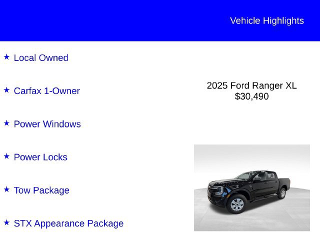 Certified 2025 Ford Ranger XL w/ Trailer Tow Package RWD image 3