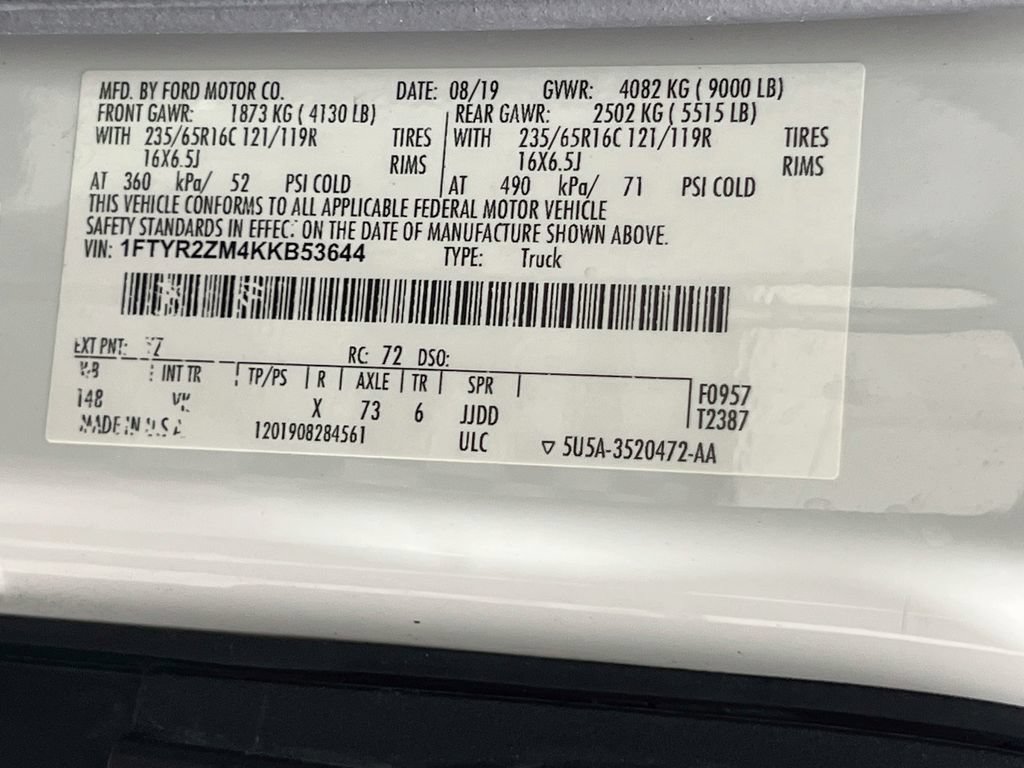 Certified 2019 Ford Transit 250 148 Low Roof RWD image 35