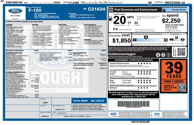 Certified 2017 Ford F150 Lariat w/ Equipment Group 502A Luxury AWD/4WD image 10