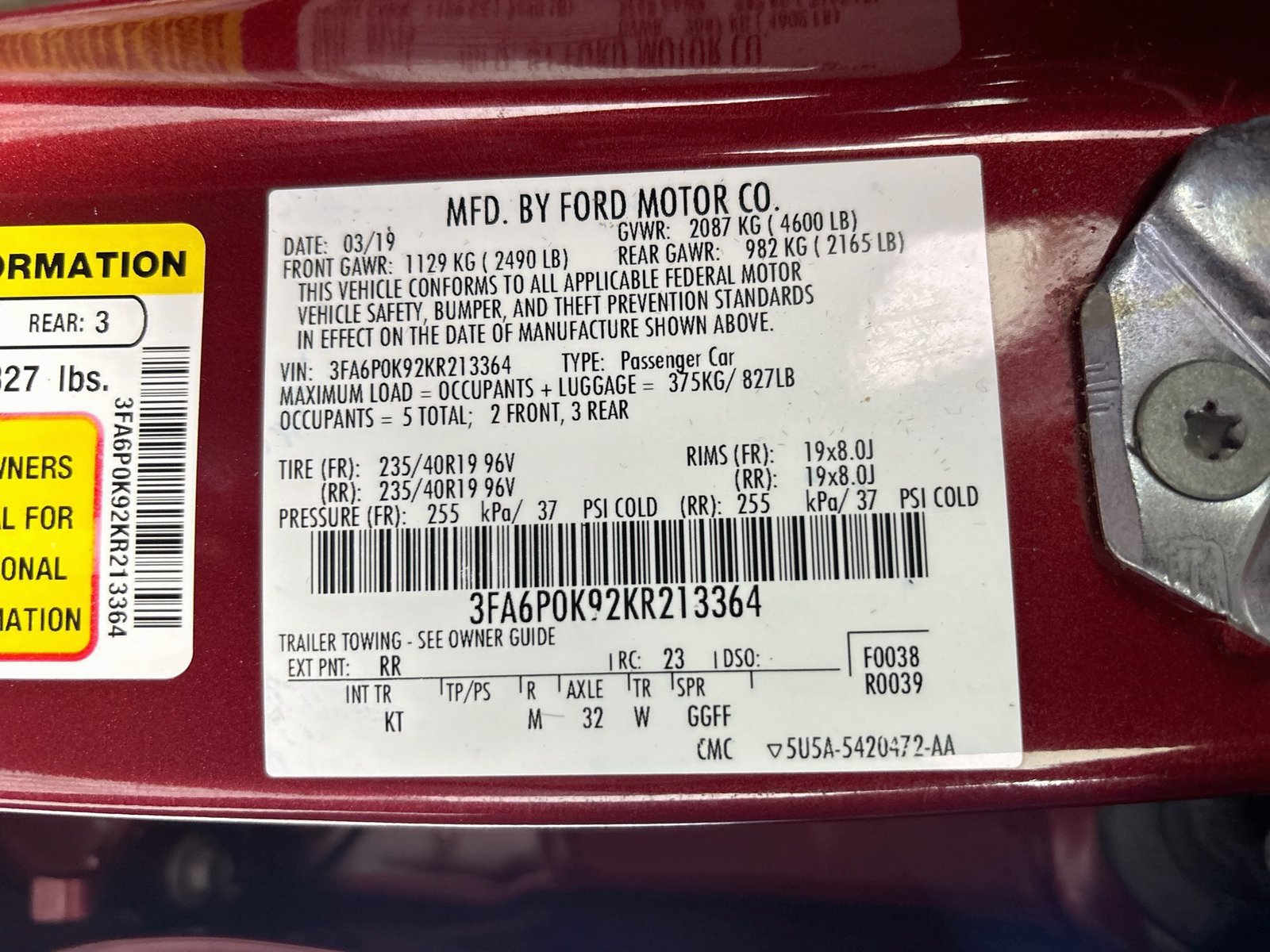 Certified 2019 Ford Fusion Titanium FWD image 32