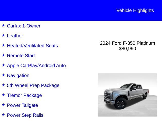 Certified 2024 Ford F350 Platinum w/ Tremor Off-Road Package AWD/4WD image 3
