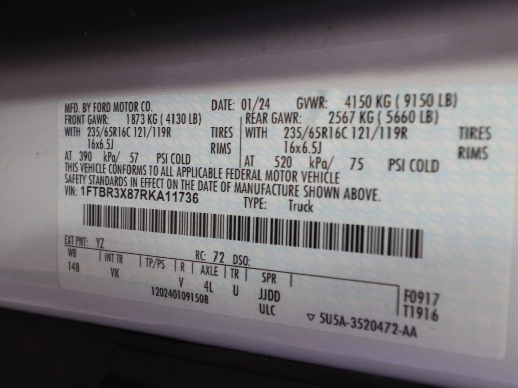 Certified 2024 Ford Transit 250 148 High Roof Extended w/ Load Area Protection Package image 24