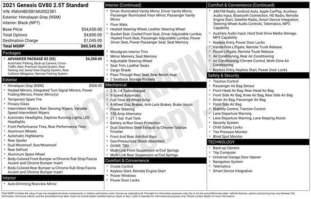 Used 2021 Genesis GV80 2.5T w/ Advanced Package 02 image 35