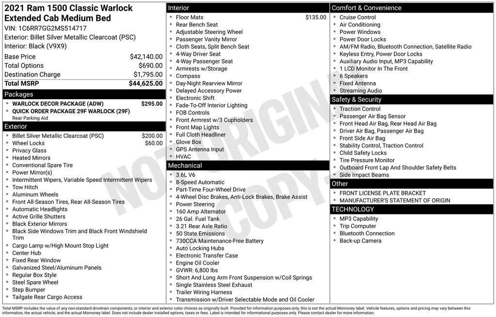 Used 2021 RAM 1500 Classic Warlock w/ Warlock Decor Package AWD/4WD image 7