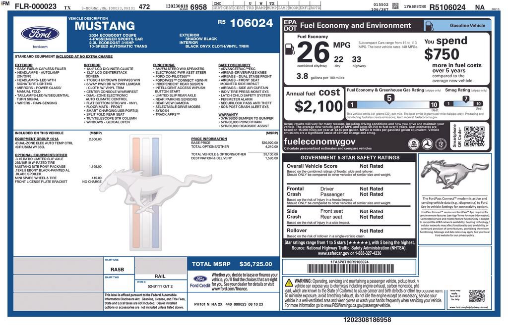 Certified 2024 Ford Mustang Coupe RWD image 32