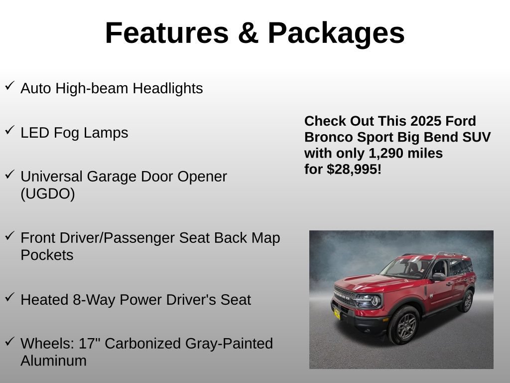 Certified 2025 Ford Bronco Sport Big Bend w/ Convenience Package AWD/4WD image 8