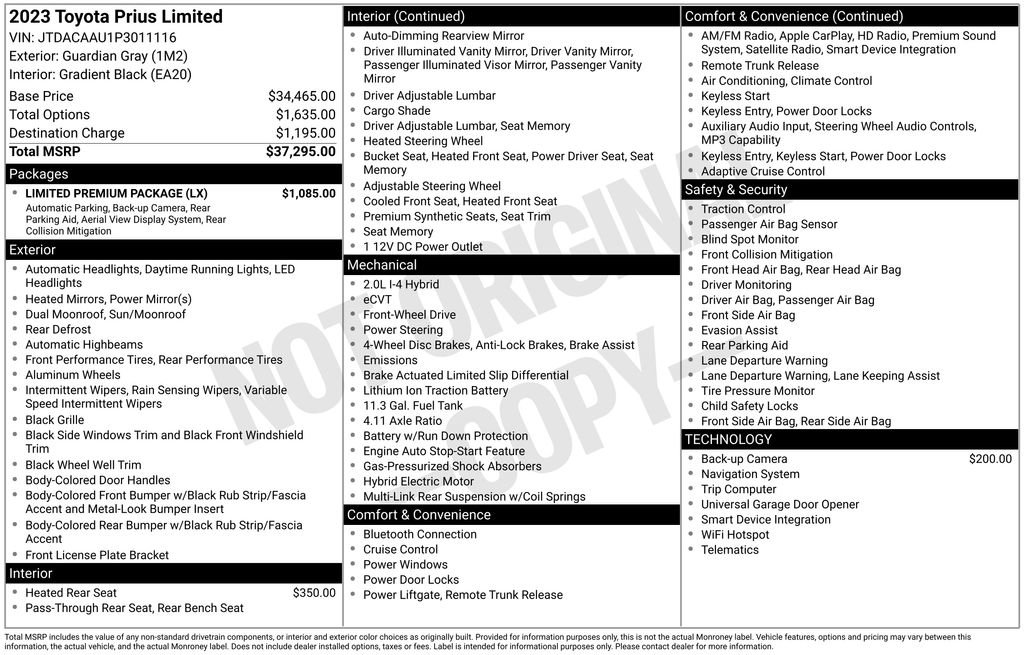 Used 2023 Toyota Prius Limited w/ Limited Premium Package FWD image 33