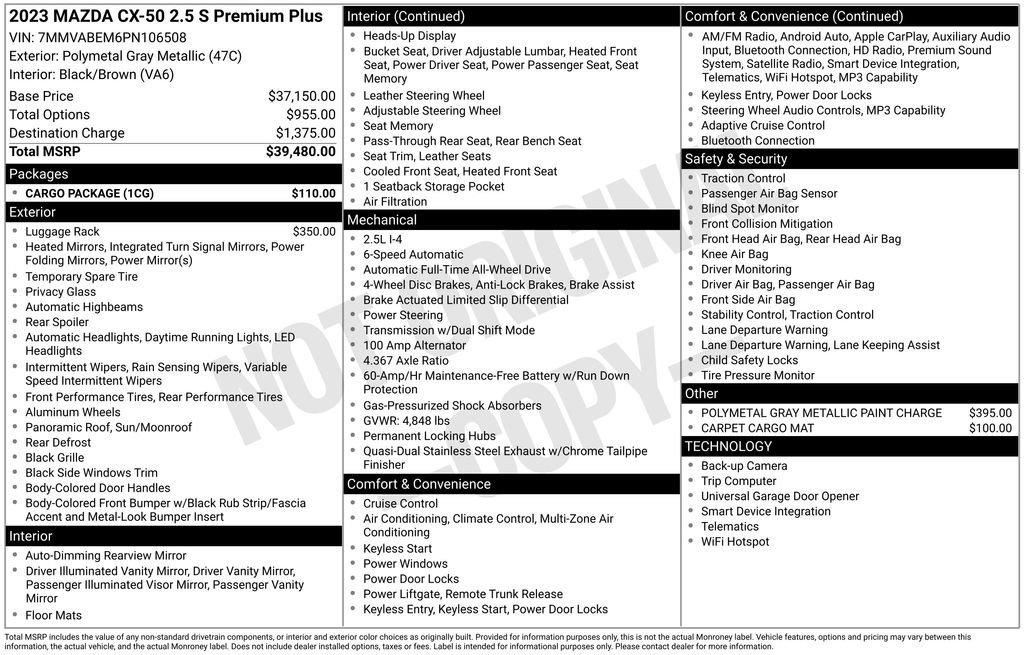 Used 2023 MAZDA CX-50 AWD 2.5 S w/ Cargo Package image 35