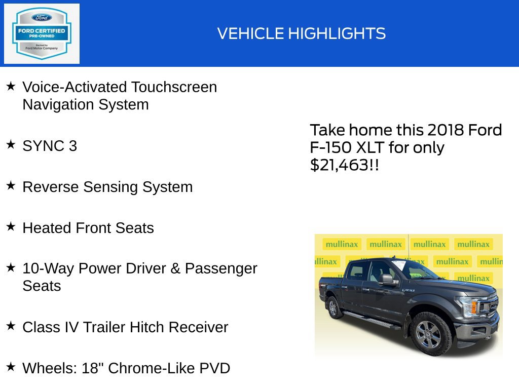 Certified 2018 Ford F150 XLT w/ Equipment Group 302A Luxury AWD/4WD image 19