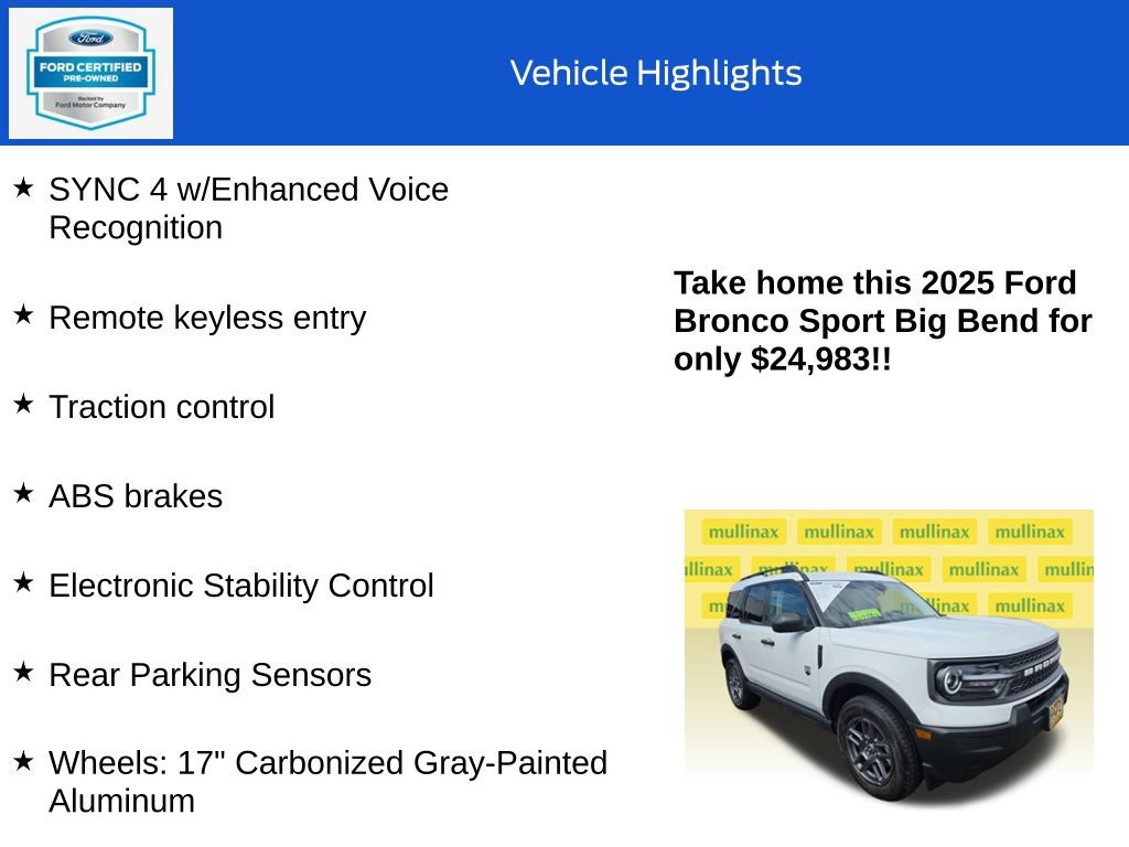 Certified 2025 Ford Bronco Sport Big Bend AWD/4WD image 10