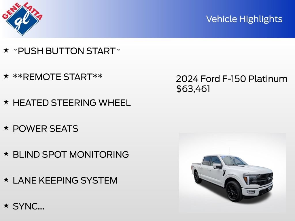 Certified 2024 Ford F150 Platinum w/ Equipment Group 702A High AWD/4WD image 37