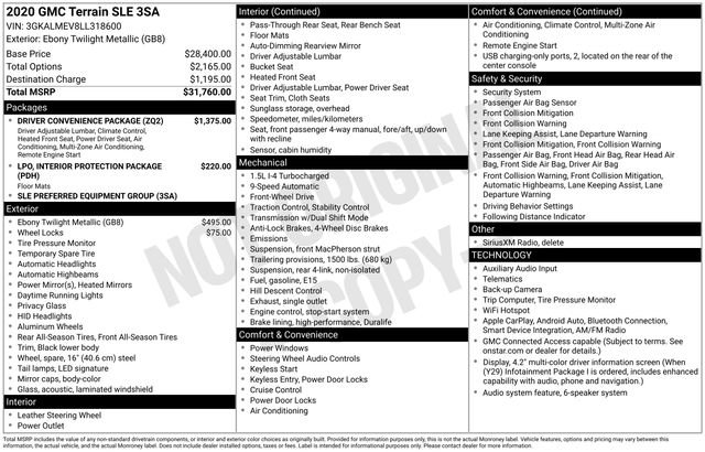 Used 2020 GMC Terrain SLE w/ Driver Convenience Package FWD image 14