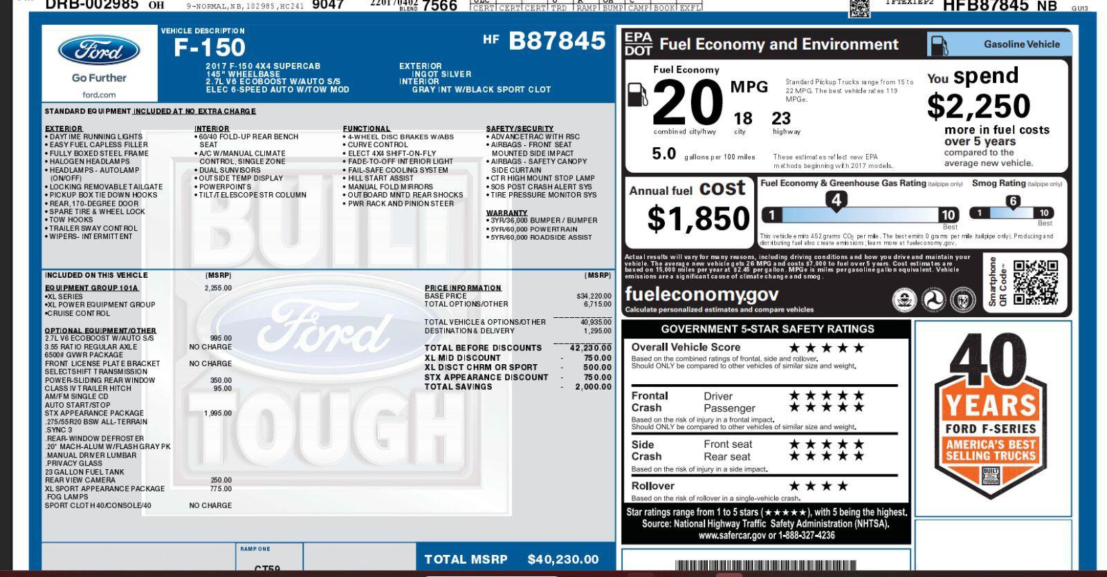 Certified 2017 Ford F150 XL w/ Equipment Group 101A Mid AWD/4WD image 5
