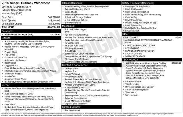 Used 2025 Subaru Outback Wilderness w/ Wilderness Package AWD/4WD image 7