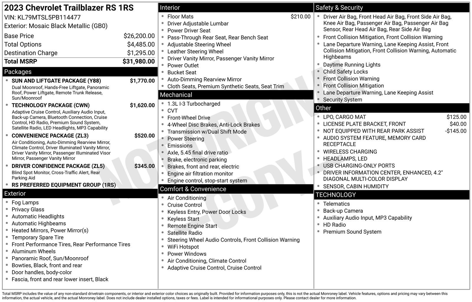 Used 2023 Chevrolet TrailBlazer RS w/ Sun and Liftgate Package FWD image 35