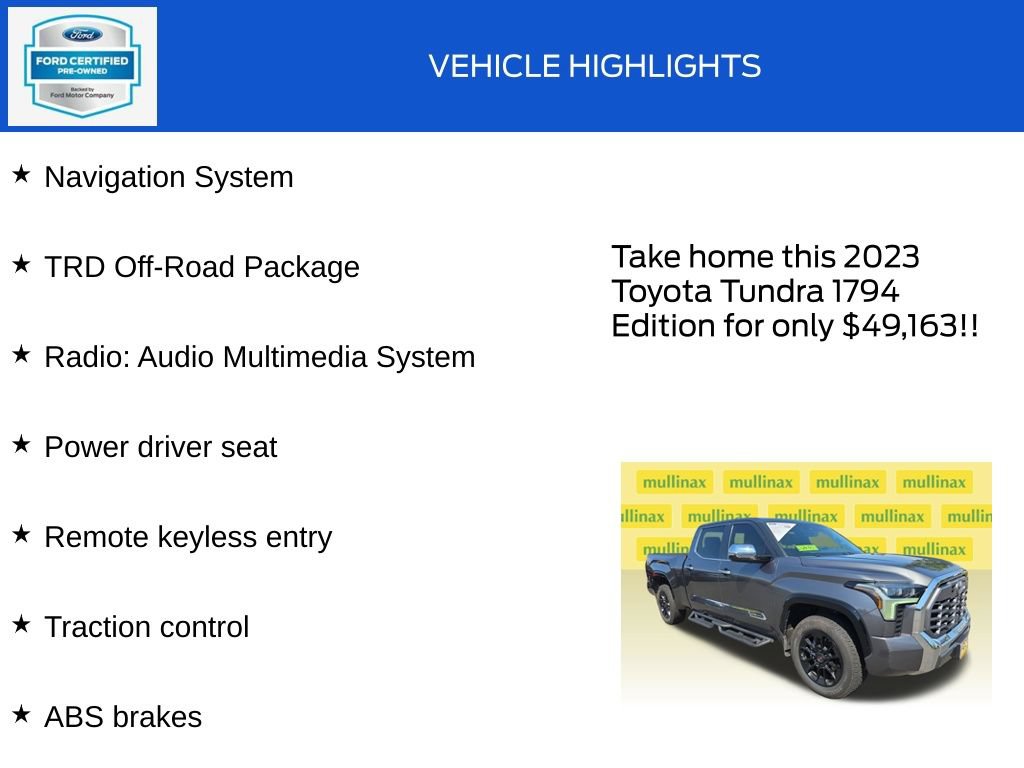 Used 2023 Toyota Tundra 1794 Edition w/ TRD Off-Road Package AWD/4WD image 18