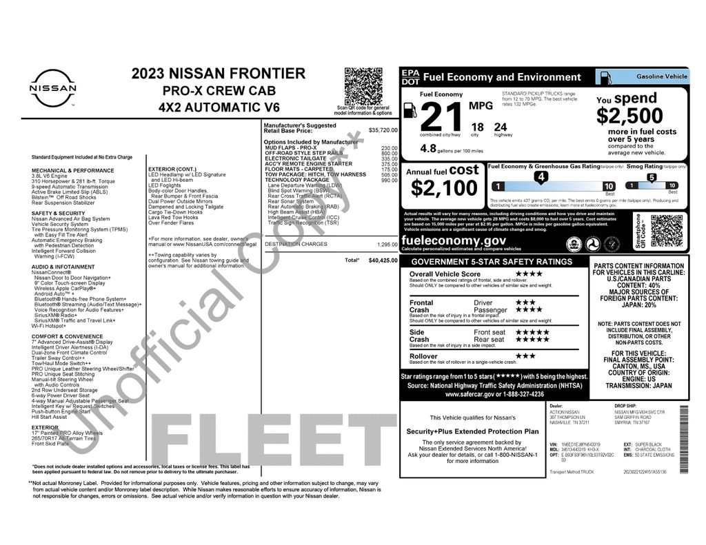 Used 2023 Nissan Frontier Pro-X w/ Technology Package RWD image 5