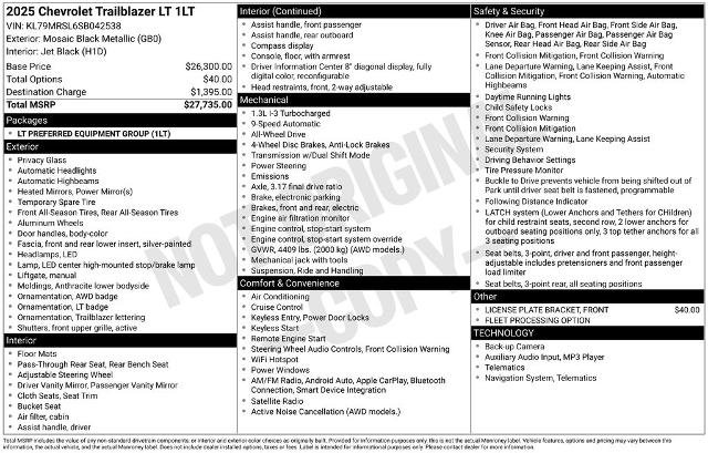 Used 2025 Chevrolet TrailBlazer LT AWD/4WD image 37