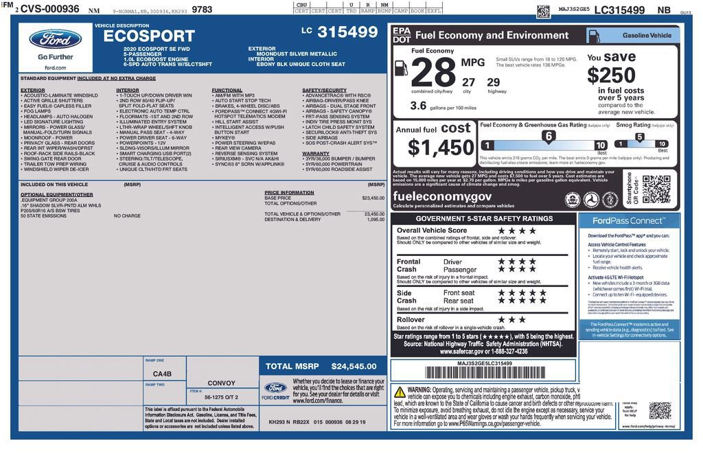 Certified 2020 Ford EcoSport SE FWD image 45