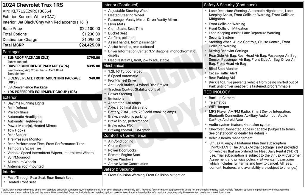 Used 2024 Chevrolet Trax RS w/ Sunroof Package FWD image 32