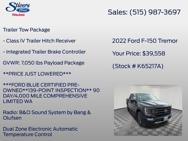Certified 2022 Ford F150 Tremor w/ Equipment Group 402A High AWD/4WD image 37